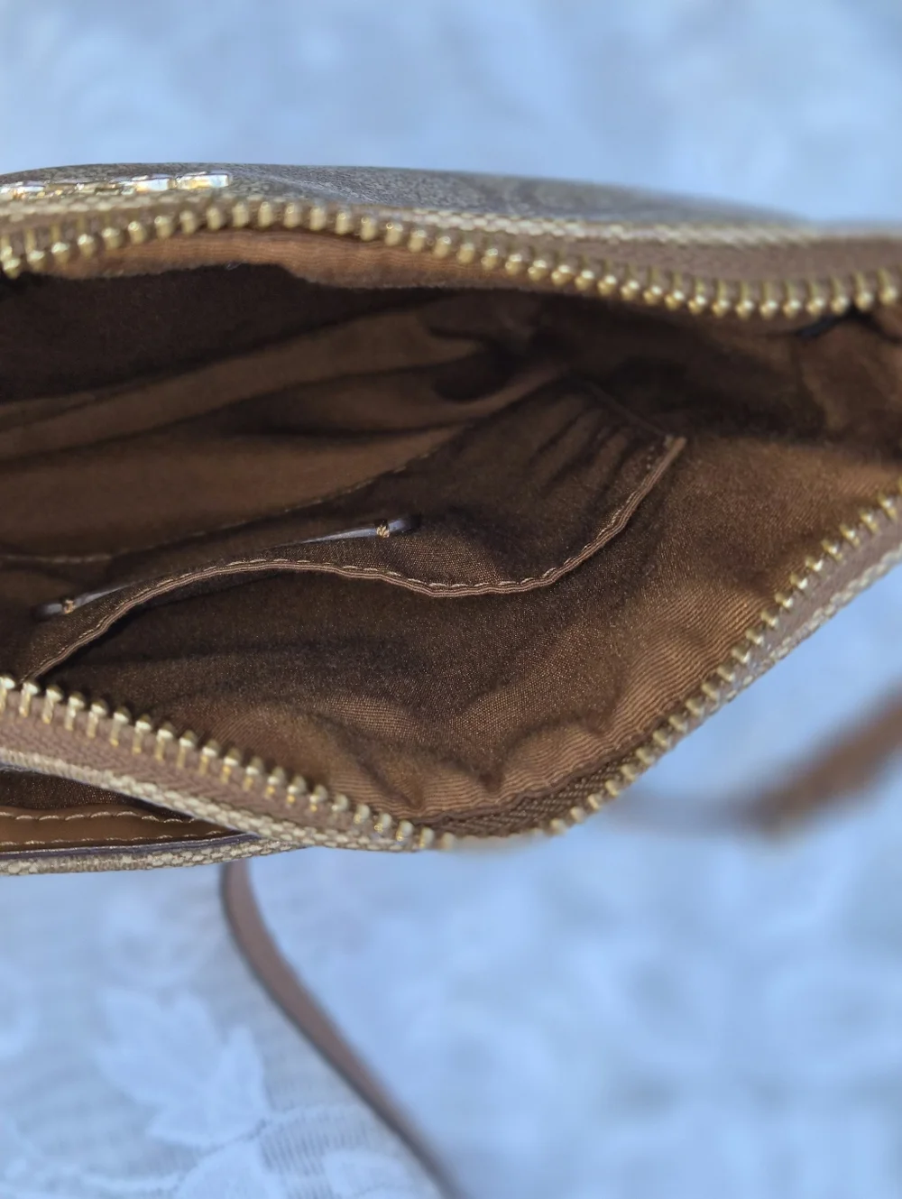 Coach Brown Signature Coated Canvas Crossbody With Leather Trim